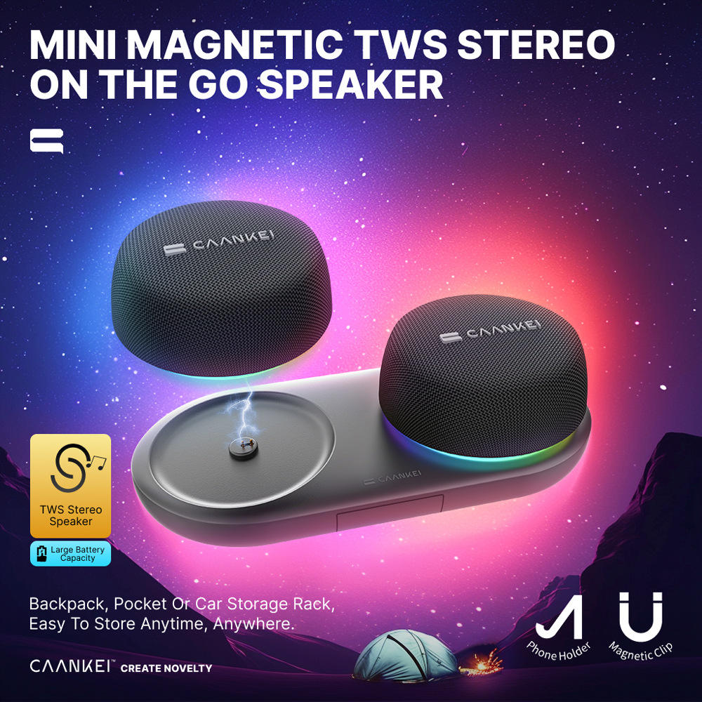 Enceinte Stéréo Portable CAANKEI Mini – Magnétique & Sans Fil TWS