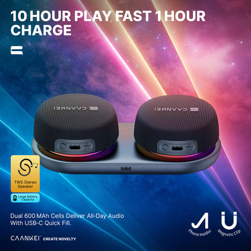 Enceinte Stéréo Portable CAANKEI Mini – Magnétique & Sans Fil TWS